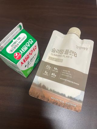 일일하우 슬리밍 플랜B 고소한 귀리맛, 진한 카카오맛 (체중조절식) — 5점을 준 리뷰어가 2023년 7월 올린 사용 사진