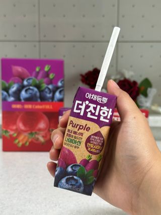 [롯데칠성] 야채듬뿍 더'진한 [롯데칠성] 야채는 이제 COLORFULL! 야채듬뿍  더 진한 레드 4개 +퍼플 4개 (총 8개) — 5점을 준 리뷰어가 2023년 6월 올린 사용 사진