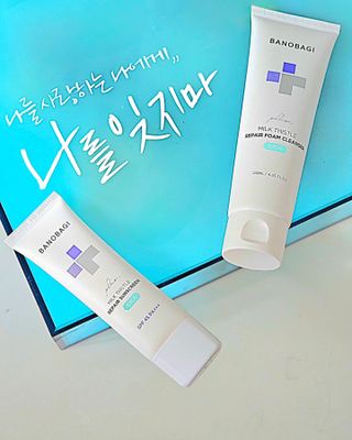 바노바기 코스메틱 바노바기 밀크씨슬 리페어 시카 폼 클렌저 플러스 120ml + 선스크린 플러스 50ml — 5점을 준 리뷰어가 2023년 7월 올린 사용 사진