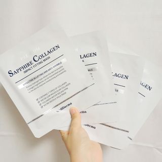 블로그 [웰더마] 프리미엄 사파이어 콜라겐 임팩트 피팅 마스크(4매입/1BOX) — 5점을 준 리뷰어가 2025년 4월 올린 사용 사진