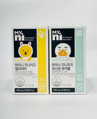 일동제약 마이니 마이니 지니키즈 유산균 츄어블, 멀티비타 set — 4.5점을 준 리뷰어가 2021년 3월 올린 사용 사진