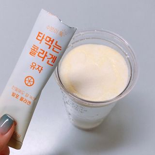 [음료수 대신 가능!]  빠르게 흡수되는 아임오 타먹는 콜라겐 1박스 — 5점을 준 리뷰어가 2023년 4월 올린 사용 사진