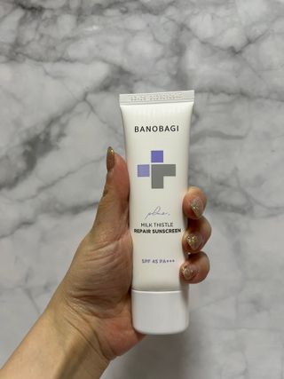 바노바기 코스메틱 바노바기 밀크씨슬 리페어 시카 선스크린 플러스 50ml — 5점을 준 리뷰어가 2023년 2월 올린 사용 사진