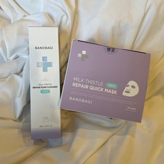 바노바기 코스메틱 바노바기 밀크씨슬 리페어 시카 폼 클렌저 플러스 120ml + 퀵 마스크 플러스 30매 — 5점을 준 리뷰어가 2023년 8월 올린 사용 사진