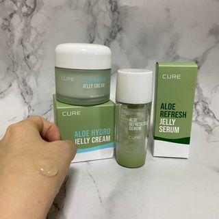 김정문알로에 큐어 큐어 알로에 리프레쉬 젤리 세럼, 큐어 알로에 하이드로 젤리 크림 — 5점을 준 리뷰어가 2021년 3월 올린 사용 사진