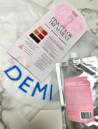 [유니프] 헤어 샤이니 핑크 컬러 트리트먼트 500g — 5점을 준 리뷰어가 2023년 12월 올린 사용 사진