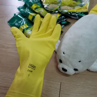 안셀 주방용 다용도 고무장갑 5개입 천연라텍스 소형 중형 대형 — 5점을 준 리뷰어가 2021년 8월 올린 사용 사진