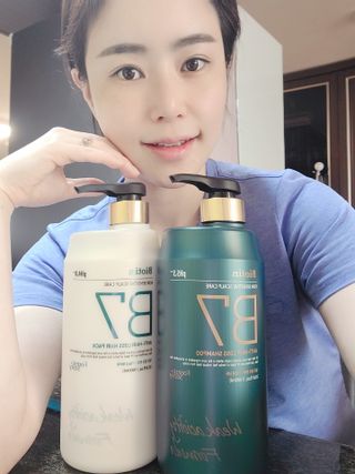 [포레스트스토리] B7 안티 헤어로스 샴푸1,000ml + 헤어팩 1,000ml — 5점을 준 리뷰어가 2021년 3월 올린 사용 사진