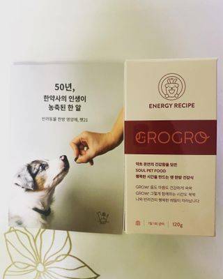 펫21 그로그로 5종 강아지 고양이 반려동물 한방 영양제 — 4점을 준 리뷰어가 2021년 12월 올린 사용 사진