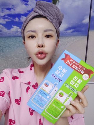 메디힐 올리브영 1등 마스크팩 워터마이드팩 2매 + 티트리팩 2매 기획세트 — 5점을 준 리뷰어가 2021년 2월 올린 사용 사진
