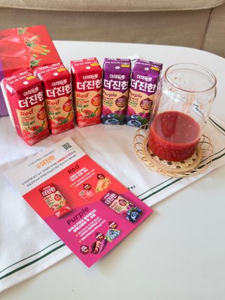 [롯데칠성] 야채듬뿍 더'진한 [롯데칠성] 야채는 이제 COLORFULL! 야채듬뿍  더 진한 레드 4개 +퍼플 4개 (총 8개) — 5점을 준 리뷰어가 2023년 6월 올린 사용 사진