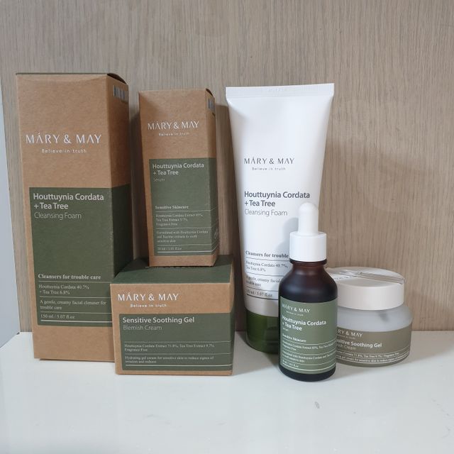 마리엔메이 센서티브 수딩 젤 크림 + 어성초 티트리 추출물 세럼 + 어성초 티트리 모공 클렌징 폼 리뷰 사진