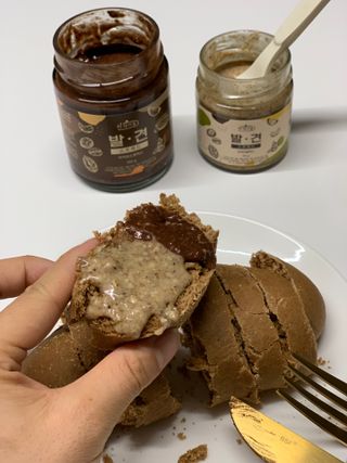 진테이블 발.견 스프레드  오리지널믹스 90g + 카카오스윗믹스 90g 2종 세트 — 4점을 준 리뷰어가 2022년 8월 올린 사용 사진