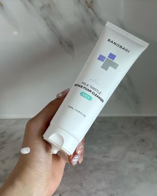 바노바기 코스메틱 바노바기 밀크씨슬 리페어 시카 폼 클렌저 플러스 120ml + 퀵 마스크 플러스 30매 — 5점을 준 리뷰어가 2023년 8월 올린 사용 사진