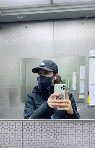 애니가드 셋업마스크 4컬러 각 10매입 [크리미베이지, 캐시미어로즈, 초콜렛브라운, 미드나잇네이비] — 3.5점을 준 리뷰어가 2022년 2월 올린 사용 사진
