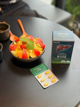 [경남제약헬스케어] 케어플러스 간건강엔 밀크씨슬 500mg 60정/2개월분/비타민B 5종+세레늄 — 5점을 준 리뷰어가 2024년 1월 올린 사용 사진