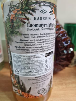 H365 [Kaskein Luomutyrniglögi] 핀란드 전통 무알콜 멀드와인 시벅톤 글로기 — 5점을 준 리뷰어가 2021년 4월 올린 사용 사진