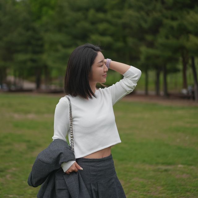 23SS Unbalance Crop Knit White 리뷰 사진