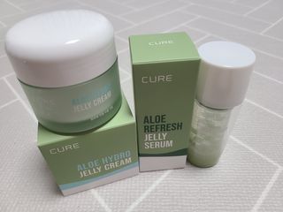 김정문알로에 큐어 큐어 알로에 리프레쉬 젤리 세럼, 큐어 알로에 하이드로 젤리 크림 — 5점을 준 리뷰어가 2021년 2월 올린 사용 사진