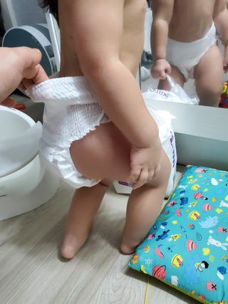 오브맘 밤 프리미엄 아기 기저귀 팬티형 밴드형 — 5점을 준 리뷰어가 2021년 1월 올린 사용 사진