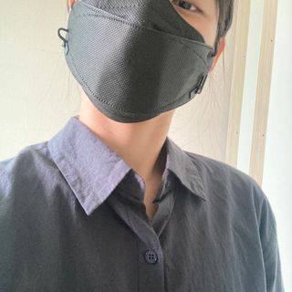 에버그린 순면 끈조절 KF80 마스크 - 화이트/블랙 컬러 대형 - 10매 — 5점을 준 리뷰어가 2021년 7월 올린 사용 사진