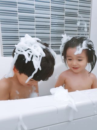 여우두마리 아기 버블클렌저 버블폼 거품놀이 유아바디워시 배쓰밤 입욕제 — 5점을 준 리뷰어가 2021년 2월 올린 사용 사진