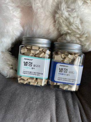 페페로니 자기전에 먹는 저알러지 껌 세트 치킨+오리 — 3.5점을 준 리뷰어가 2021년 7월 올린 사용 사진