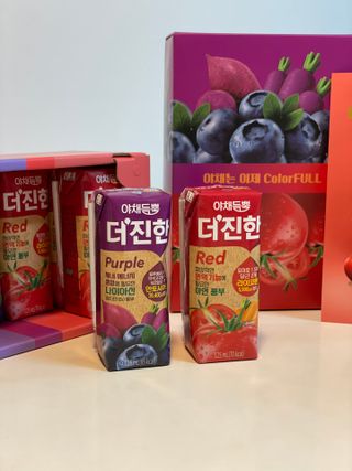 [롯데칠성] 야채듬뿍 더'진한 [롯데칠성] 야채는 이제 COLORFULL! 야채듬뿍  더 진한 레드 4개 +퍼플 4개 (총 8개) — 5점을 준 리뷰어가 2023년 6월 올린 사용 사진