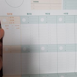 리훈 쉬운 오늘쓰임 가계부 + 다정한마테 요일/날짜 6mm — 4점을 준 리뷰어가 2022년 2월 올린 사용 사진