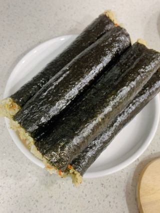 해풀잎 누구나 김밥*1ea [(혼합야채 35g *1ea,  김밥김 (5g, 5ea),  양념간장 (6g, 5ea), 참기름(5g, 2ea)] — 5점을 준 리뷰어가 2022년 7월 올린 사용 사진