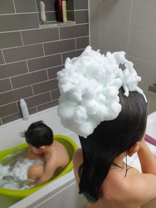여우두마리 아기 버블클렌저 버블폼 거품놀이 유아바디워시 배쓰밤 입욕제 — 4.5점을 준 리뷰어가 2021년 2월 올린 사용 사진