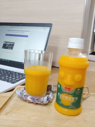 탐라원 제주의 맛, 몬딱주스 4종세트 - 한라봉몬딱주스, 천혜향몬딱주스, 청귤에이드, 당근몬딱주스 — 5점을 준 리뷰어가 2021년 8월 올린 사용 사진