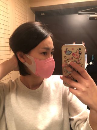 끌린에르 스포츠 귀편한 새부리형 마스크 — 5점을 준 리뷰어가 2022년 2월 올린 사용 사진