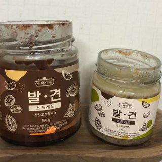 진테이블 발.견 스프레드  오리지널믹스 90g + 카카오스윗믹스 90g 2종 세트 — 5점을 준 리뷰어가 2022년 8월 올린 사용 사진