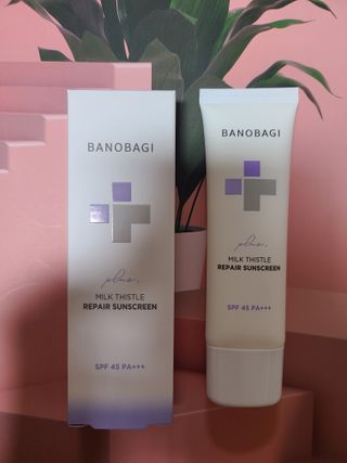 바노바기 코스메틱 바노바기 밀크씨슬 리페어 시카 선스크린 플러스 50ml — 5점을 준 리뷰어가 2023년 3월 올린 사용 사진