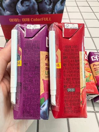 [롯데칠성] 야채듬뿍 더'진한 [롯데칠성] 야채는 이제 COLORFULL! 야채듬뿍  더 진한 레드 4개 +퍼플 4개 (총 8개) — 5점을 준 리뷰어가 2023년 6월 올린 사용 사진