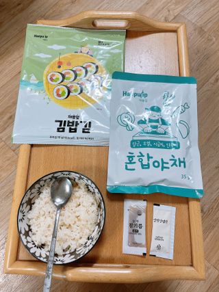 해풀잎 누구나 김밥*1ea [(혼합야채 35g *1ea,  김밥김 (5g, 5ea),  양념간장 (6g, 5ea), 참기름(5g, 2ea)] — 5점을 준 리뷰어가 2022년 5월 올린 사용 사진