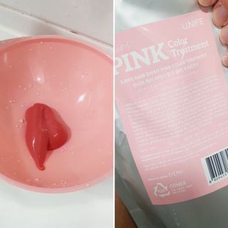 [유니프] 헤어 샤이니 핑크 컬러 트리트먼트 500g — 5점을 준 리뷰어가 2023년 11월 올린 사용 사진