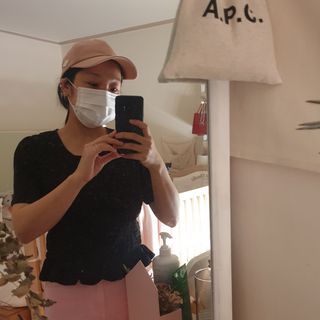 JHWORLD 스누피 마스크 정품 스누피 KF-AD 국내 비말차단 아동용 성인용 일회용 덴탈마스크 50매 — 5점을 준 리뷰어가 2021년 6월 올린 사용 사진