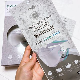 에버그린 순면 끈조절 KF80 마스크 - 화이트/블랙 컬러 대형 - 10매 — 5점을 준 리뷰어가 2021년 7월 올린 사용 사진