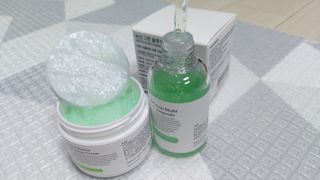 [녹산] 그린 솔루션 멀티 수분 앰플 + 그린 솔루션 멀티 수분크림 — 5점을 준 리뷰어가 2022년 10월 올린 사용 사진