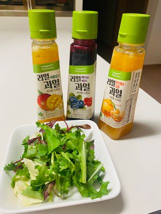 [풀무원] 리얼 과일  저지방 드레싱 240g 3종 — 4점을 준 리뷰어가 2021년 2월 올린 사용 사진