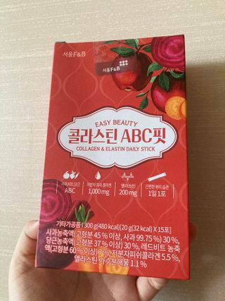 서울에프엔비 콜라스틴 3종 뷰티젤리스틱 45입 [ABC핏 15입 /  석류핏 15입 / 청스피루리나 15입] — 5점을 준 리뷰어가 2021년 8월 올린 사용 사진
