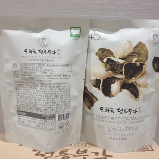 오희숙 전통부각 명인 찹쌀김부각, 찹쌀다시마부각, 황태껍질튀각 총 6봉 — 5점을 준 리뷰어가 2021년 6월 올린 사용 사진