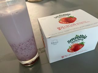 [복음자리] 바리스타 패키지 2종 랜덤발송 (딸기스무디 스틱+샤인머스캣에이드 or 망고스무디+자몽에이드) — 5점을 준 리뷰어가 2022년 6월 올린 사용 사진