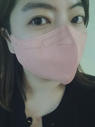 애니가드 셋업마스크 4컬러 각 10매입 [크리미베이지, 캐시미어로즈, 초콜렛브라운, 미드나잇네이비] — 5점을 준 리뷰어가 2022년 2월 올린 사용 사진