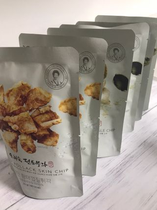 오희숙 전통부각 명인 찹쌀김부각, 찹쌀다시마부각, 황태껍질튀각 총 6봉 — 5점을 준 리뷰어가 2021년 6월 올린 사용 사진