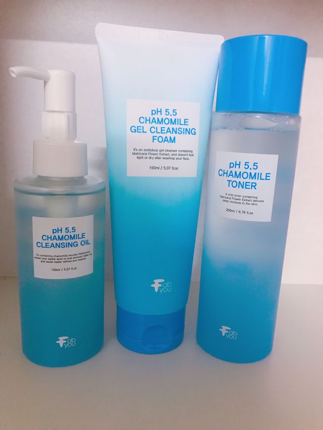 페브유 pH5.5 캐모마일 젤 클렌징 폼 + 클렌징 오일 + 토너 3종 세트 리뷰 사진