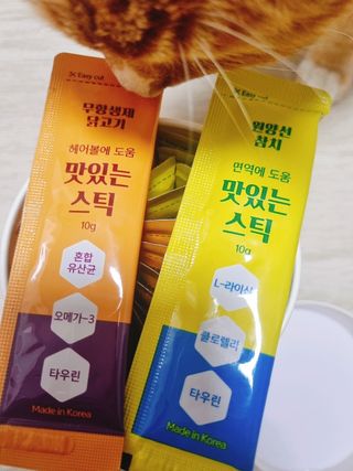 페페로니 맛있는 스틱 - 무항생제 닭고기 15개 + 원양선 참치 15개 — 5점을 준 리뷰어가 2021년 7월 올린 사용 사진