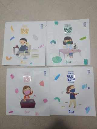 [블루 본 아이노우] 유아용 컬러마스크 40 PCS SET 2중 택 1 — 4점을 준 리뷰어가 2021년 4월 올린 사용 사진
